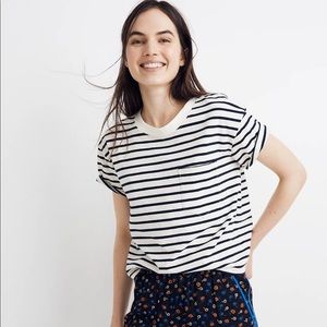 Madewell Easy Crop Tee in Stripe (black/white)